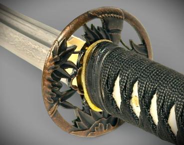 Seinei Katana mit 12-mal gefalteter Damast Stahl Klinge Handgeschmiedetes Samurai Schwert der Serie FENG LIN
